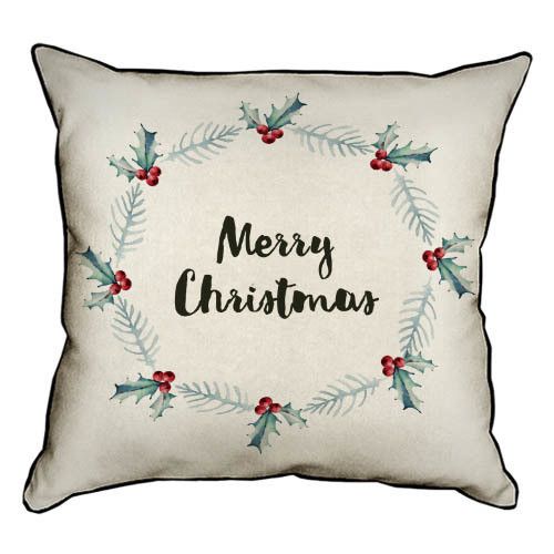 Подушка с мешковины Merry Christmas 45x45 см (45PHB_17NG003_WH)