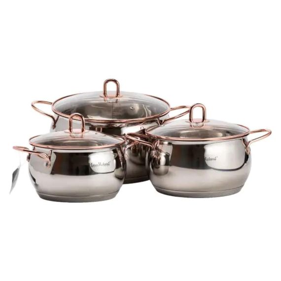 Набір каструль з нержавіючої сталі 3 штуки 6,1/2,6/3,6 л, хром HP33525W