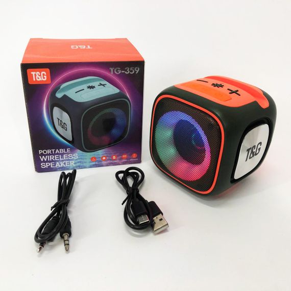Портативная Bluetooth колонка TG359 7W с RGB подсветкой, аккумуляторная колонка для музыки. Цвет: зеленый | Зображення 5