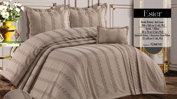 Покрывало з бахромой Kayra 240х260 см Ester капучино