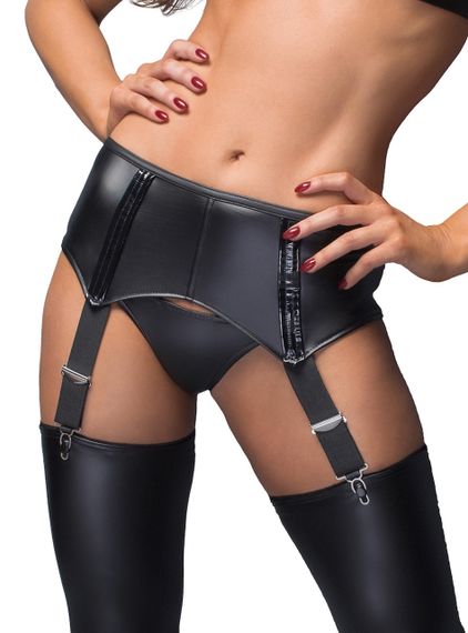Пояс для чулок виниловый Noir Handmade F034 черный, L Sex Aura | Зображення 1
