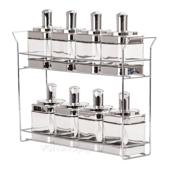 Банки для сыпучих продуктов набор из 8 шт стеклянные емкости для хранения с крышкой и ложкой HP531FS1034Y | Зображення 1