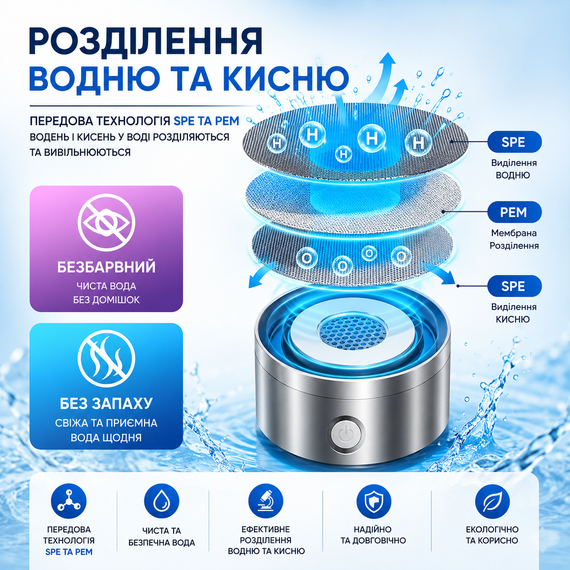Портативный ионизатор воды 420 мл с функцией активного обогащения серебрянный | Зображення 5