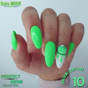 Гель-лак BABY MOON Perfect Neon №10 блідо-салатовий, 6 мл