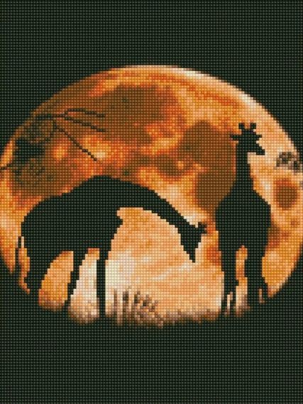 Алмазна мозаїка "Жирафи на тлі місяця" Strateg HX025 30х40 см