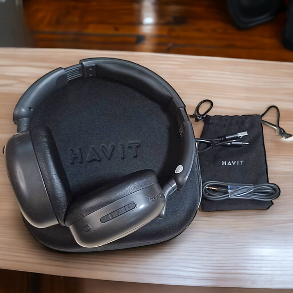 Бездротові навушники з шумопоглинанням HAVIT HV-H655BT PRO ANC  чорні, до 80 год роботи, з чохлом | Зображення 9
