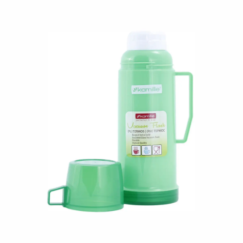 Термос 450мл зі скляною колбою і пластикової чашкою (синій, зелений, червоний) KAMILLЕ KAMILLЕ 2070 | Зображення 3