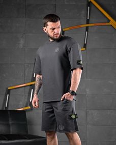 Спортивний костюм Stone island літній колір сірий