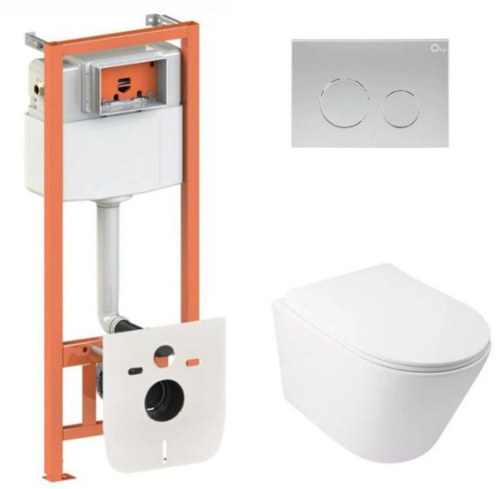 Набір Qtap Nest 4 в 1 підвісний унітаз Swan Ultra Quiet 485x360x320 + комплект інсталяції QT16335179W45152