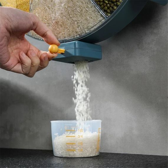 Карусель для зерен настенная с вращением 360° Kitchen Storage Box 6-in-1 кухонный набор для круп с креплением | Зображення 5