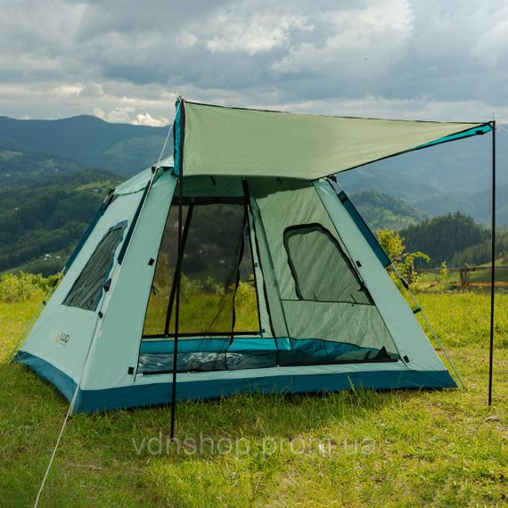 Палатка кемпинговая  3-местная с тентом 235*235*155 см синий LU005BL | Зображення 1