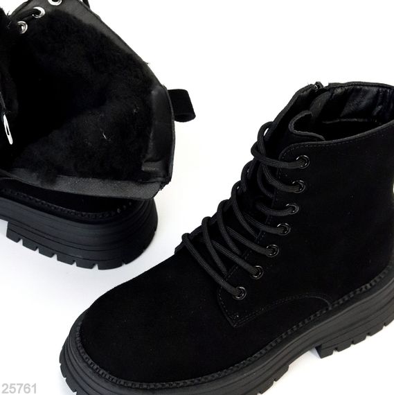 Повсякденні чорні зимові черевики берці натуральна замша доступна ціна | Зображення 1