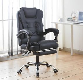 Крісло офісне на колесах Bonro Бонро B-6071 TPF чорне з підставкою для ніг (42412008)