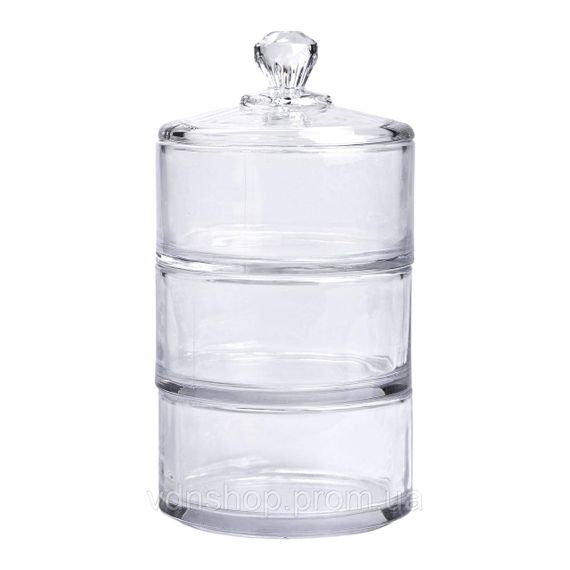 Цукерниця триярусна скляна Ø 10 см з кришкою HP-YH-22