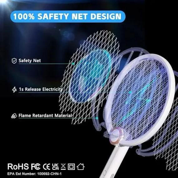 Електрична мухобійка Buzzeap, складна електрична мухобійка 3 в 1, електрична мухобійка | Зображення 1