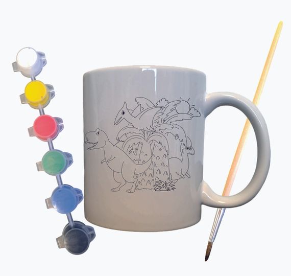 Набор для творчества кружка раскраска "Динозавры" 330 мл белая