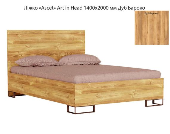 Кровать Ascet (Аскет) Art in Head, в скандинавском стиле 1400х2000 мм цвет Дуб Барокко