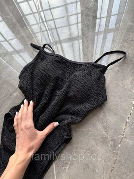 Цельный женский купальник с тонкими бретелями блестящий жатка, MBс264, цвет черный, размер S | Зображення 8