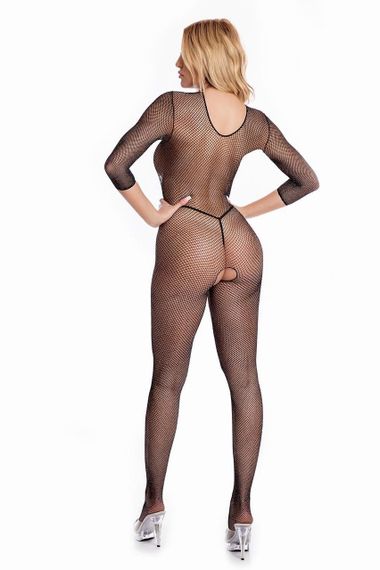 Бодистокинг - Pink Lipstick Lingerie Risque Crotchless Bodystocking Black, S/M sexstyle | Зображення 3