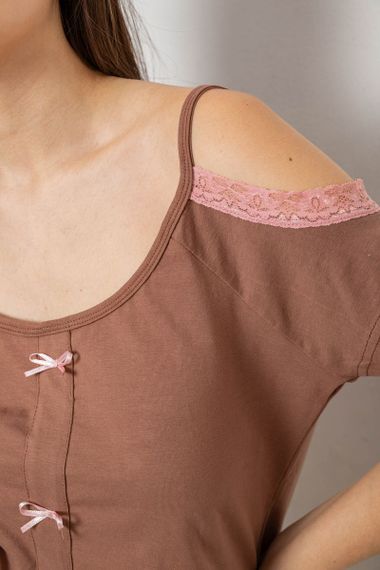 Піжама жіноча, колір коричневий, 243R1602-014 | Зображення 4
