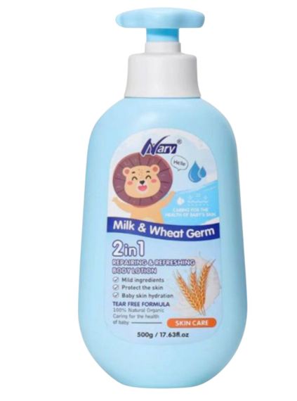 Дитячий лосьйон для тіла 2в1 з молоком і пшеницею Nary Milk&Wheat Germ, 500мл