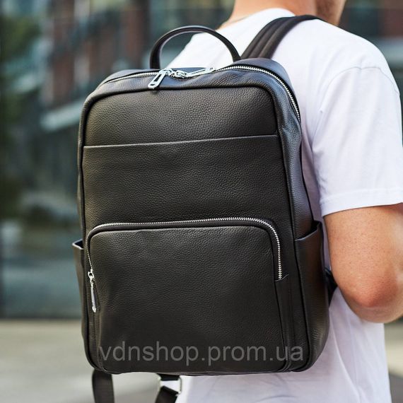 Мужской кожаный рюкзак для поездок и отдыха 30х40х16, сумка наплечная Tiding Bag 59331, черная