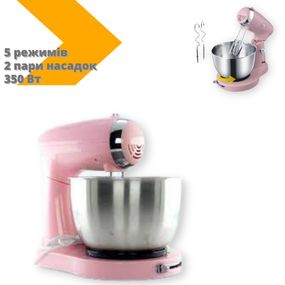 Миксер с чашей стационарный 5 скоростей 2 пары насадок 3,2 л DSP 350 Вт KM-3034-Pink