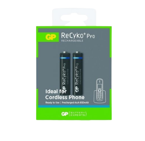 Акумулятор AAA/HR03 NiMh 650 мАh (бл-2шт) GP ReCyko+Pro