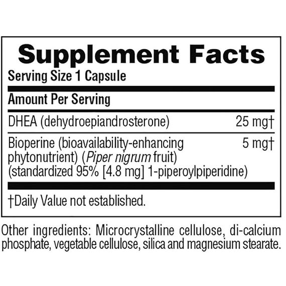 ДГЭА Nature's Plus DHEA-25 With Bioperine 60 Veg Caps | Зображення 1
