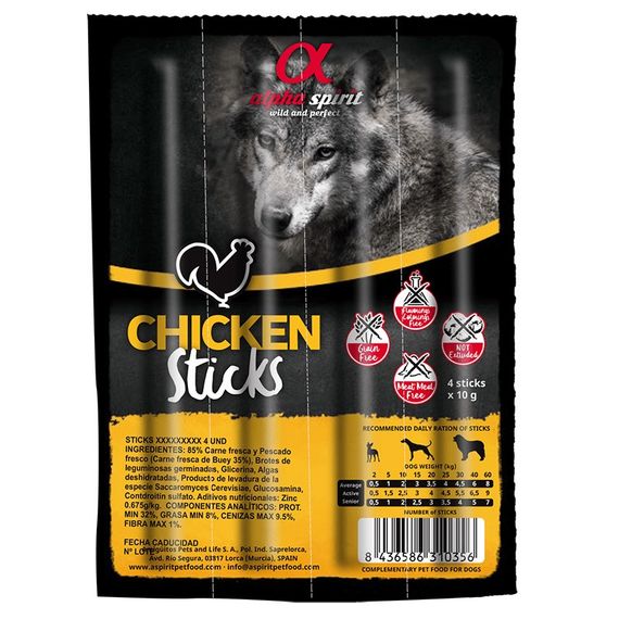 Ласощі для собак Alpha Spirit Chicken Sticks for Dogs з куркою 4 шт х 10 гр