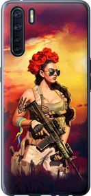 Чехол на Oppo A91 Украинка с оружием "5316u-1884-17620"