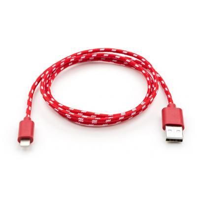 Дата кабель USB 2.0 AM to Lightning 2color nylon 1m red Vinga (VCPDCLNB31R) | Зображення 1