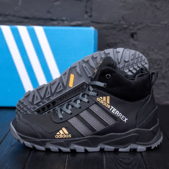 шкіряні зимові ботинки Adidas чорні | Зображення 6