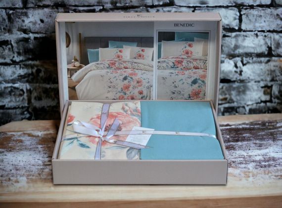 Постельное белье First Choice Ranforce 200 х 220 см Benedic Aqua | Зображення 1