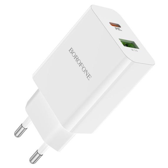 СЗУ BOROFONE BA56A, PD20W+Q3.0, 1xUSB-A+1xUSB-C, 20W, White, Box