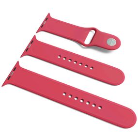 Силиконовый ремешок для Apple Watch Sport Band 42 / 44 / 45 / 49 (S/M & M/L) 3pcs Малиновый / Pomegranate