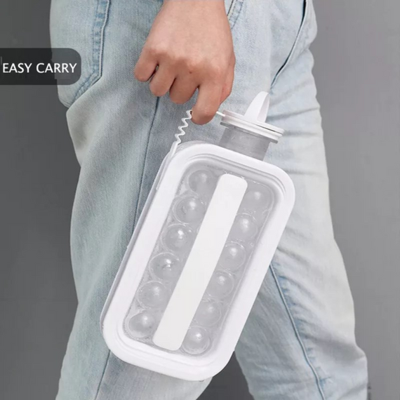 Форма-пляшка для льоду 2в1 портативна силіконова з ручками, складана на 17 кульок