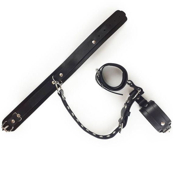 Фиксаторы для шеи и рук Art of Sex - Bondage Set из натуральной кожи, цвет черный | Зображення 6