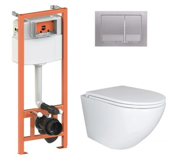 Набір Qtap Nest 4 в 1 підвісний унітаз Robin Ultra Quiet 490x365x325 + комплект інсталяції QT1333046EUQW45143