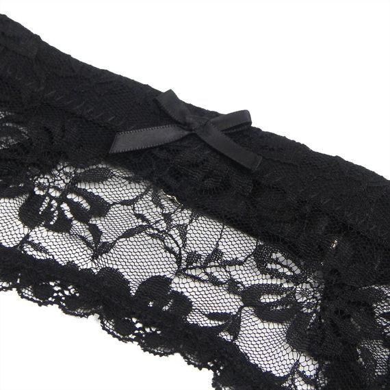 Комплект пояс для панчіх з трусиками StarNight мереживний, чорний, XS-S sexstyle | Зображення 3