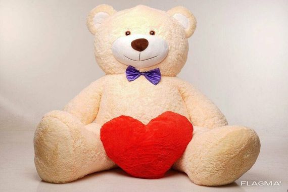 Огромный мягкий мишка с сердцем Yarokuz Уильям 250 см Персиковый