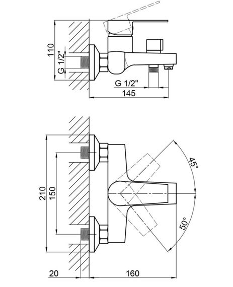 Змішувач для ванни Brinex 35C 006N, Chrome (k35) BRIN35C006N | Зображення 1