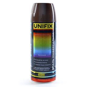 Емаль універсальна акрилова RAL8017 коричневий глянець шоколадний 400 мл UNIFIX 951035