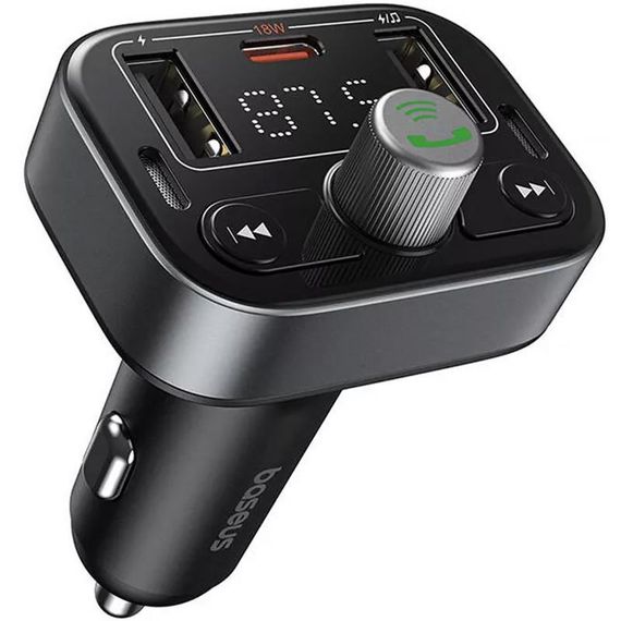АЗП FM модулятор Baseus S-09 Pro Series 18W (2USB-A/1C) (C10762200113) Cluster Black | Зображення 2
