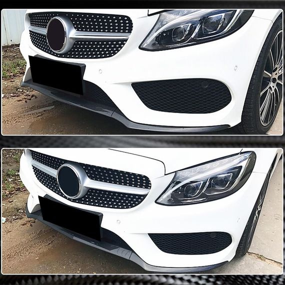 Накладка на передній бампер Lip V4 (для C43 AMG 2015-2019, Карбон) для Mercedes C-сlass W205 рр | Зображення 3