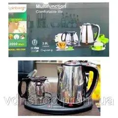 Комплект електрочайник із заварником на підставці із нержавіючої сталі Rainberg RB-2504 | Зображення 2