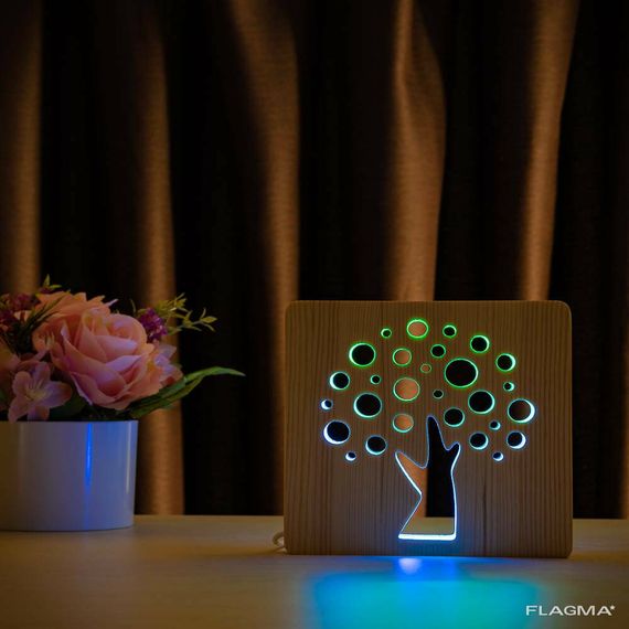 Светильник ночник ArtEco Light из дерева LED "Деревце" с пультом и регулировкой цвета... | Зображення 6