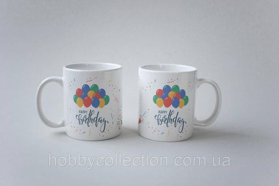 Кружка з принтом "Happy Birthday" 330 мл Біла | Зображення 3