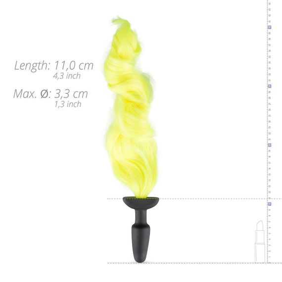 Анальна пробка з хвостом Silicone Butt Plug With Tail - Yellow Sex Aura | Зображення 2