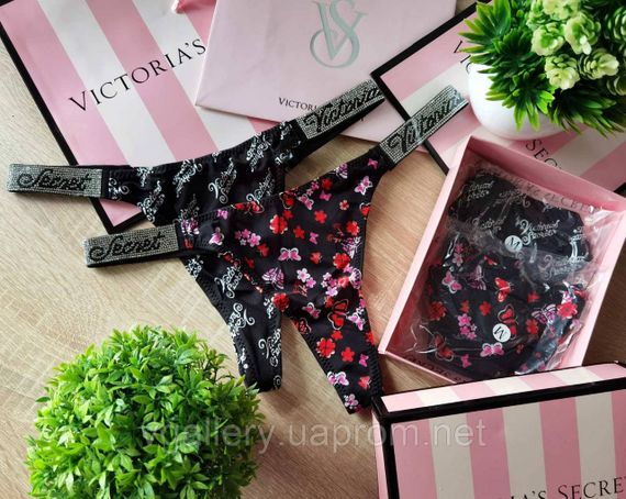 Жіночі стрінги Victoria's Secret зі стразами, трусики Вікторія Сікрет стрінги | Зображення 1